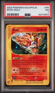 Pokemon WotC Aquapolis Holofoil Card H8 Entei PSA 7