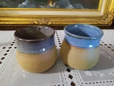 Donna O'neil Signed Blue Drip Glazed Studio Art Pottery Jars (2)