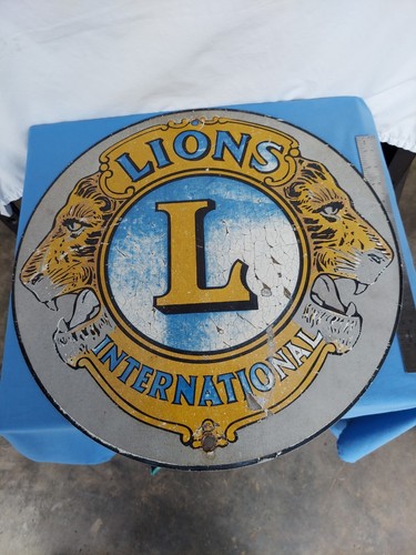 Vintage Lions International Sign Aluminum 18” Round Sign - Man Cave Collector