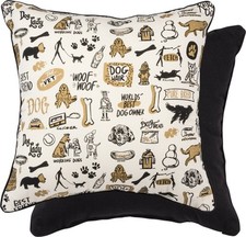 Whimsical DOG - 16" x 16" Cotton Blend Accent Pillow - Primitives By Kathy NEW