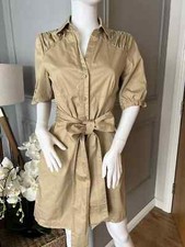 Armani Exchange Dress UK Size 8 Beige Tie Waist 