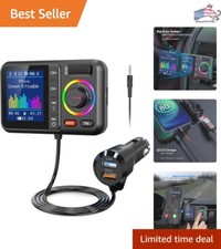 Wireless Car Bluetooth Adapter with Big Color Screen  Hands-Free Call Support