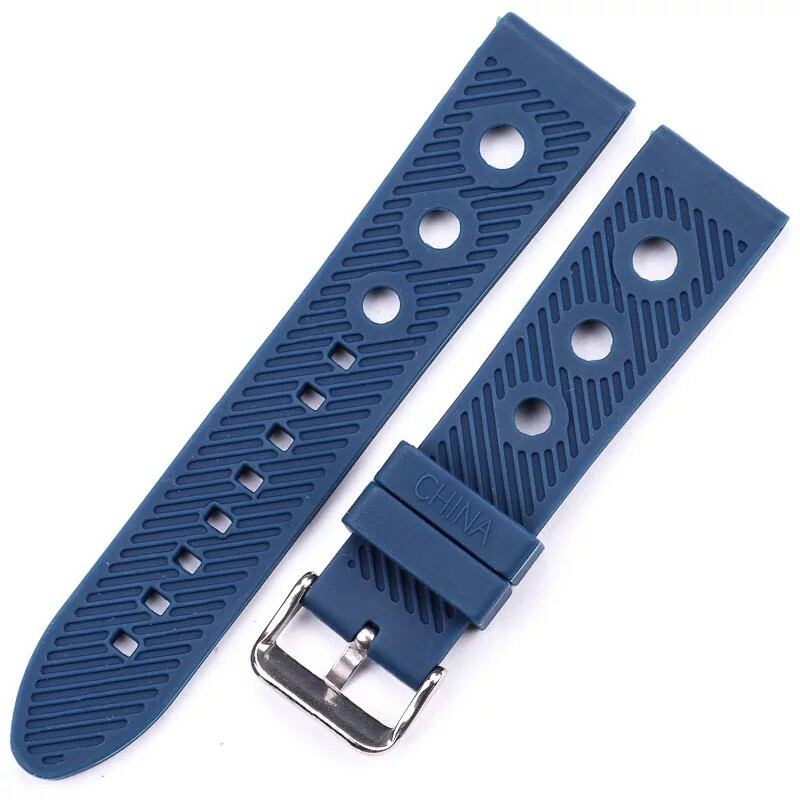 22mm Black/Blue Rubber Silicone Strap Watchband Sport Wrist Watch + Tools eBay