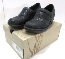 BOC Born Concepts Faux Black Embossed Leather PEGGY Clogs  BC3630 Size 6.5 MW
