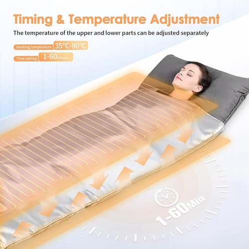 Infrarot Saunadecke, 2 Zonen Far Infrared Sauna Blanket Thermo Sauna Es - Bild 2 von 9