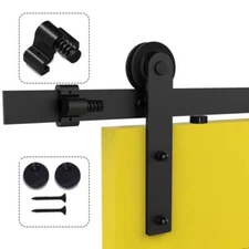 CCJH I-Shape Sliding Barn Door Hardware Track Kit for Single and Double Doors