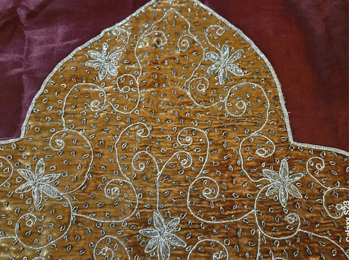 ANTQ. BOHO EXÓTICO ROJO SEDA Y TERCIOPELO DORADO ESTRELLAS INDIAS Y CORTINAS BUTA 43 x 100 - Imagen 4 de 18