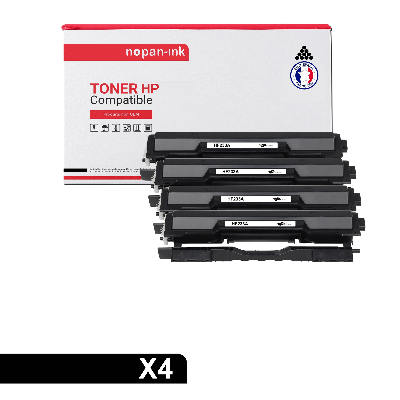 Pack de 4 toners CF233A noir compatible pour imprimante HP