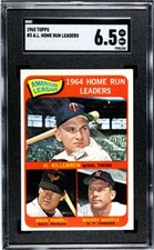 1965 Topps #3 A.L. Home Run Leaders w/ Mickey Mantle SGC 6.5