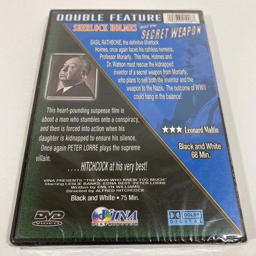 Alfred Hitchcock & Sherlock Holmes Double Feature DVD, New - Picture 2 of 3