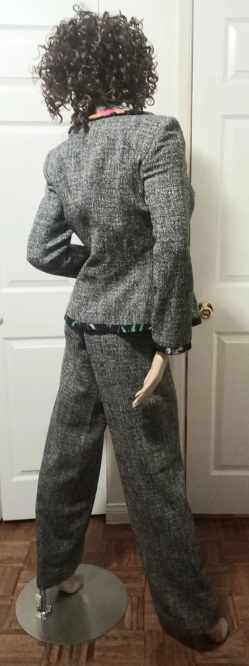 ARMANI COLLEZIONE VIRGIN 羊毛黑色,灰色 + 多色斜纹裤子套装 10 码 — 第 4/4 张图片