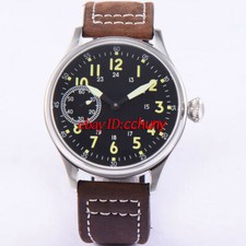 44mm black sterile dial luminous 6497 hand winding movement mens watch
