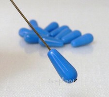 Blue Long Teardrop Czech Glass Beads 10 Pcs Opaque Drops