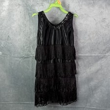 Roaring 20s Flapper Childs Black Small 4-6 Fringed Dress RG Costumes