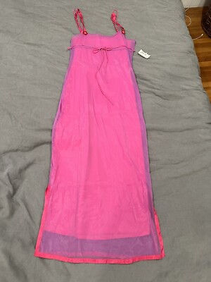 NWT Purple Pink Sheer Slip Dress Tooke By Fiona Beckett Y2K Crochet Flowers   | eBay