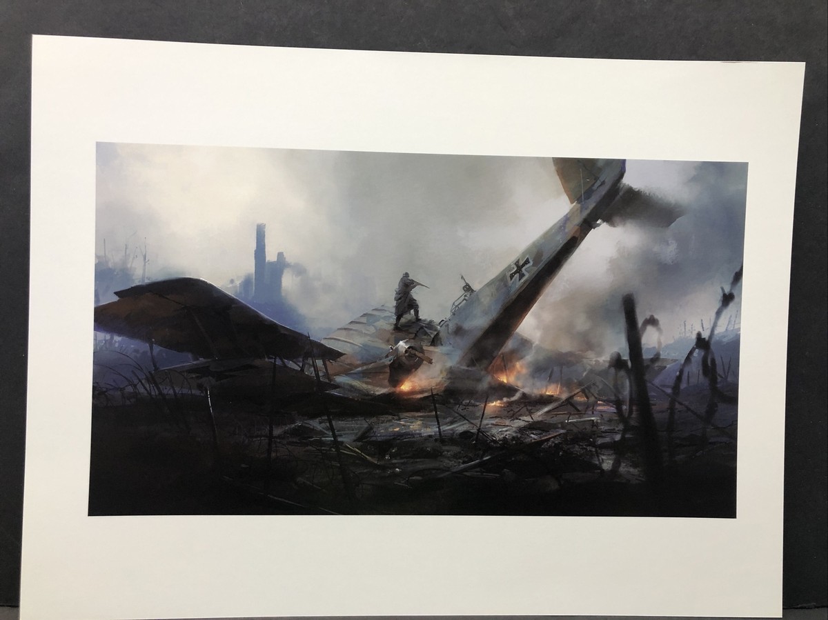 Plane Crash Battlefield 1 Video Game Illustrated Poster 12x16