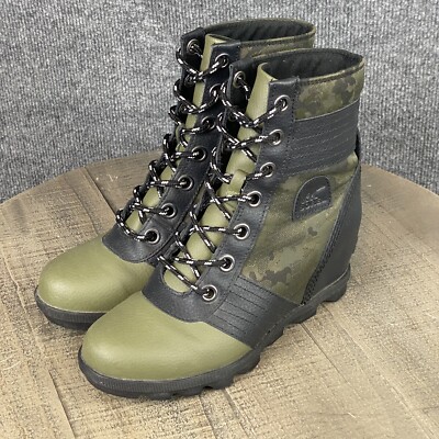 Sorel Lexie Wedge Boots Womens 7 Combat Green Camo Please Read eBay