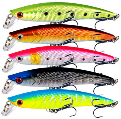 5PCS Fishing Lure Crankbait 9cm Trolling Sinking Minnow Swimbait Saltwater Bait