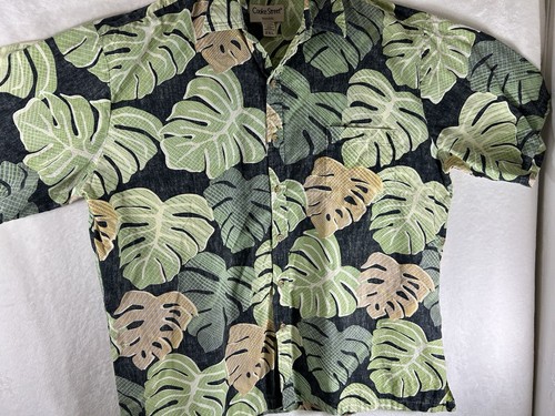 2XL Vintage Hawaiian Shirt Green Tribal Floral Cooke St Cotton Made HI Summer - Picture 2 of 10