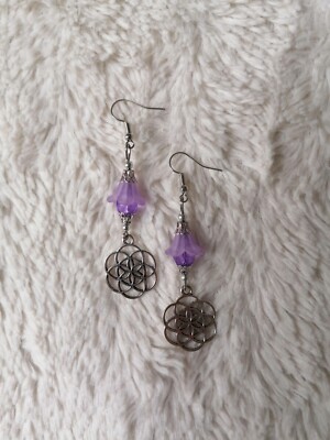 Ohrringe Blumen flieder NEU Blume des Lebens Modeschmuck