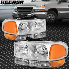 Headlights + Bumper Lamps For GMC Sierra 1500 2500 1999-2007 Yukon XL 2000-2006