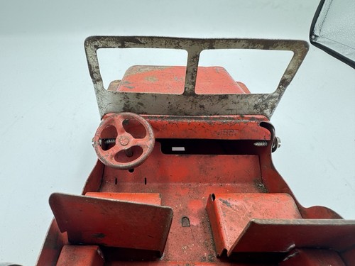Vintage Marx Red Steel Willys Jeep With Spare Tire/Hitch Circa 1940 - Picture 7 of 9