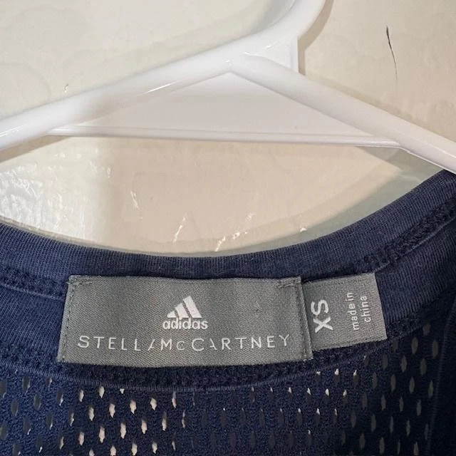 Adidas Stella McCartney Shirt Womens XS Navy Blue Mesh Racerback Athletic - Image 3 of 4