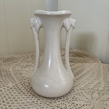 Vintage 1940s McCoy Pottery White Double Handle Vase