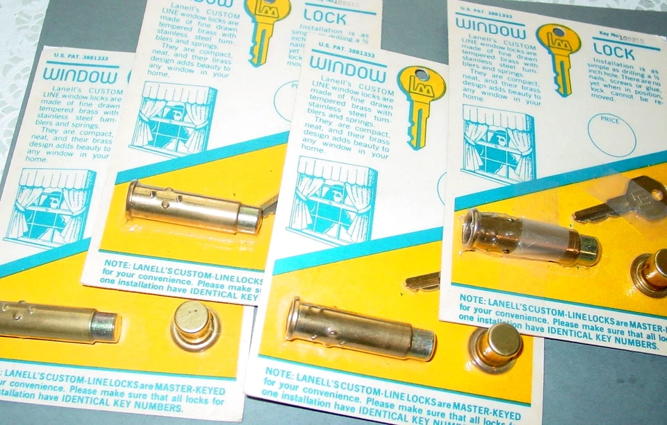 4 CERRADURAS DE VENTANA VINTAGE CON LLAVE IGUALES CERRADURAS DE LÍNEA PERSONALIZADAS LANELL HECHAS EN EE. UU. NOS Foto 2 de 4