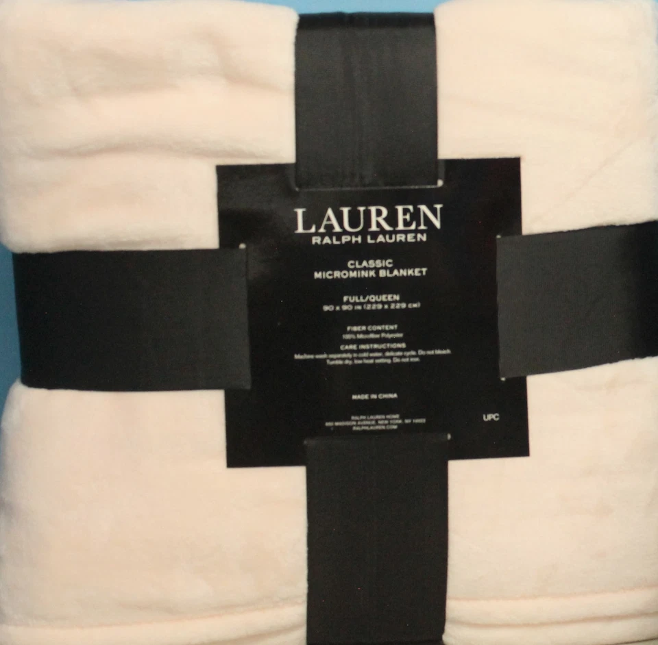 Ralph Lauren Classic Micromink Blanket Full/Queen Blush Light Peach 90"x90" Soft - Image 3 of 3