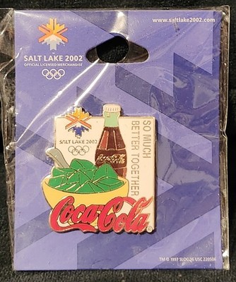 Salt Lake City 2002 Utah Olympic Pin Winter Games Green Jello Food Coca Cola 