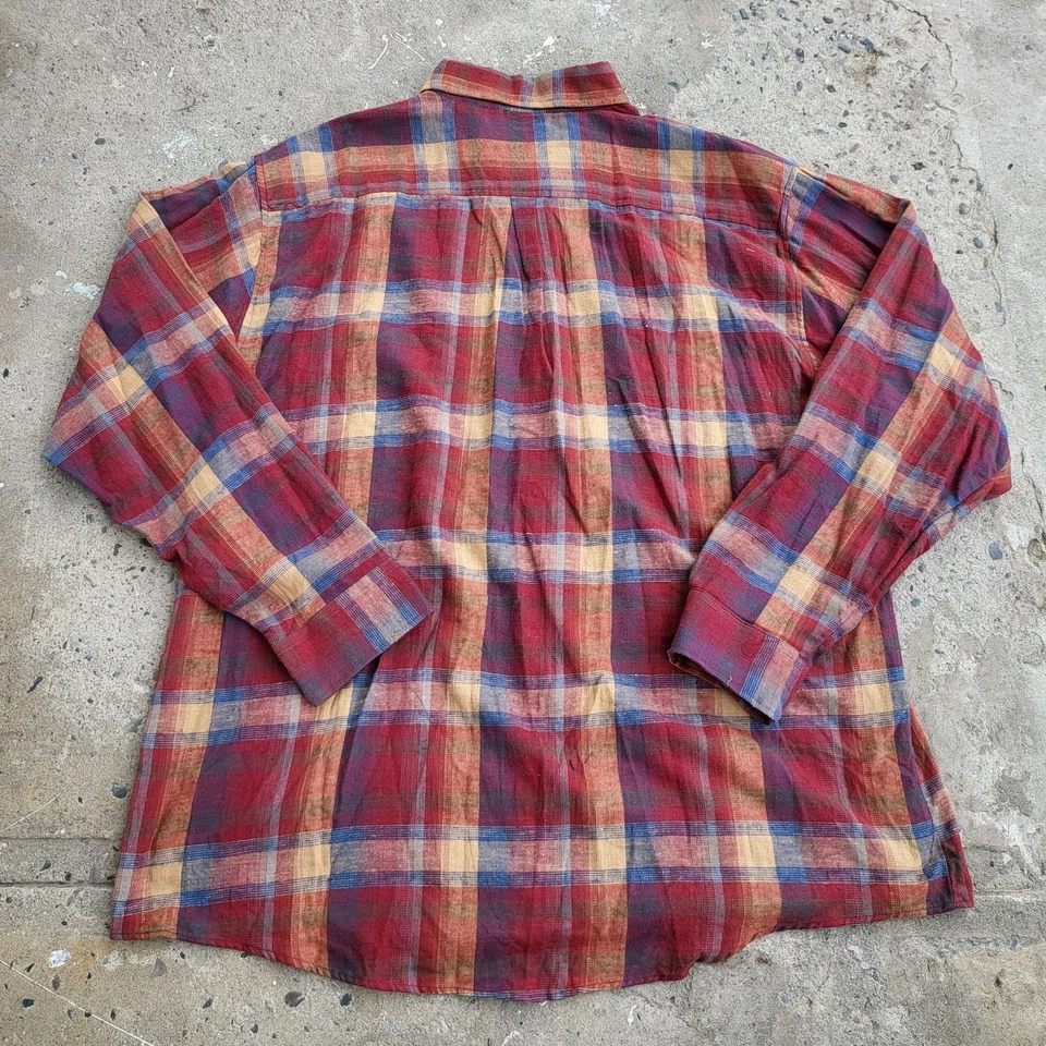 Vintage 90s Plaid Flannel Shirt Mens 2XLT XXL Tall Northwest Territory Red - Image 4 of 4