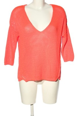 ZARA KNIT Häkelpullover Damen Pullover Gr. DE 38 rot Casual-Look