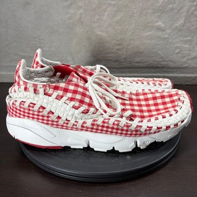 Nike Air Footscape Woven Chukka Red White Gingham Mens Size 11.5