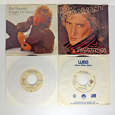 Rod Stewart Set Of 4 Vinyl Record 45 Tonight I'm Yours Passion + 2 More
