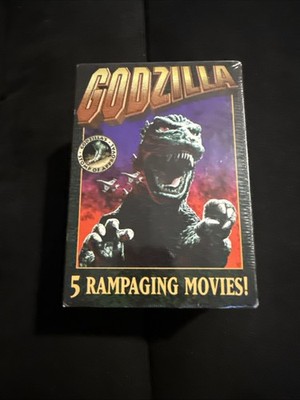 Godzilla 5 Rampaging Movies 1998 VHS Collection Sealed