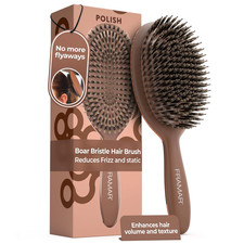Soft Boar Bristle Hair Brush for Women - Fine Hair Volume and Shine