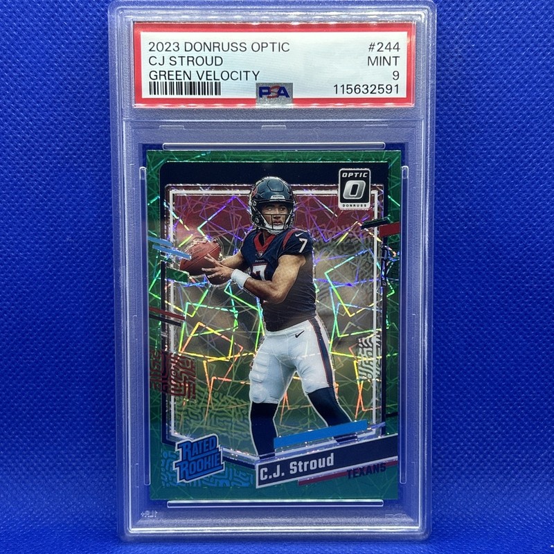 2023 Donruss Optic C.J Stroud Green Velocity Prizm #244 Texans Rookie PSA 9 MINT