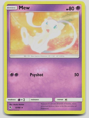Mew 32/68 Rare Hidden Fates Pokemon Near Mint