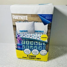 Fortnite Boogie Llama Bedding 4 Piece Full Size Sheet Set Boys/Girls Gaming New!