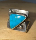 Vintage Signed Native American Navajo Handmade .925 Silver & Turquoise Ring