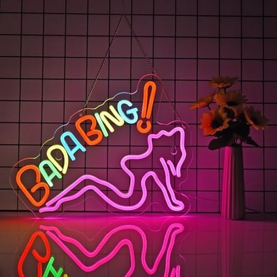 ZODZ Bada Bing Neon Sign for Wall Décor Sopranos Merch Dimmable
