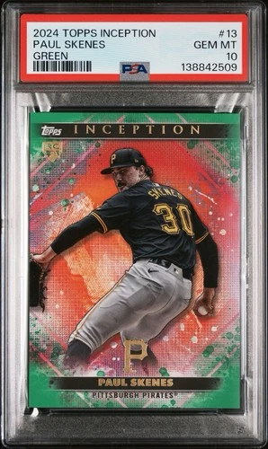 2024 TOPPS INCEPTION PAUL SKENES GREEN ROOKIE CARD RC #13 PSA 10 GEM MINT