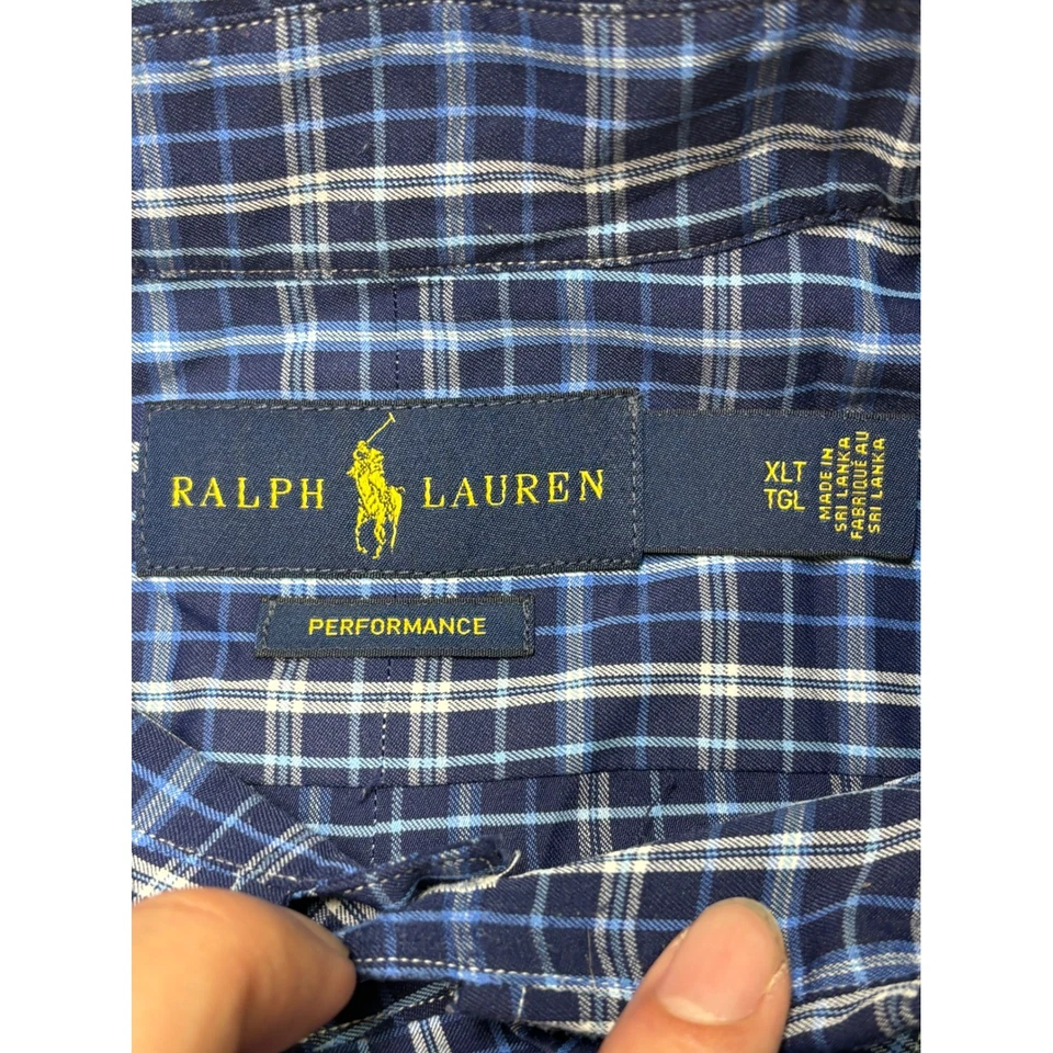Рубашка мужская Ralph Lauren Performance клетчатая на пуговицах размер XLT синяя белая клетчатая - Изображение 4 из 4