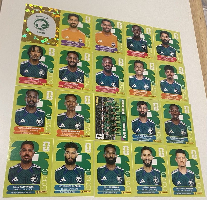 20x Saudi Arabia Complete Swiss Edition Green 2026 World Cup Panini United Ed