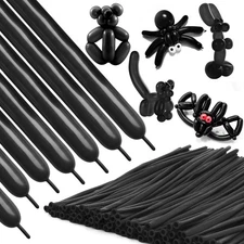 Black 260 Balloons 100PCS Long Balloons for Balloon Animals Thickening Latex ...