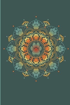 Dogmaste - Yoga dog paw mandala: Pretty retro colored pawprint mandala design by