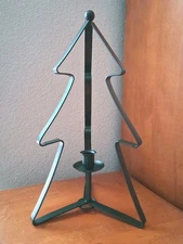 Metal Christmas Tree Candle Holder Green Table Centerpiece for Taper Candles 