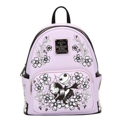 NWT Loungefly Nightmare Before Christmas Jack & Sally Lavender Floral Backpack