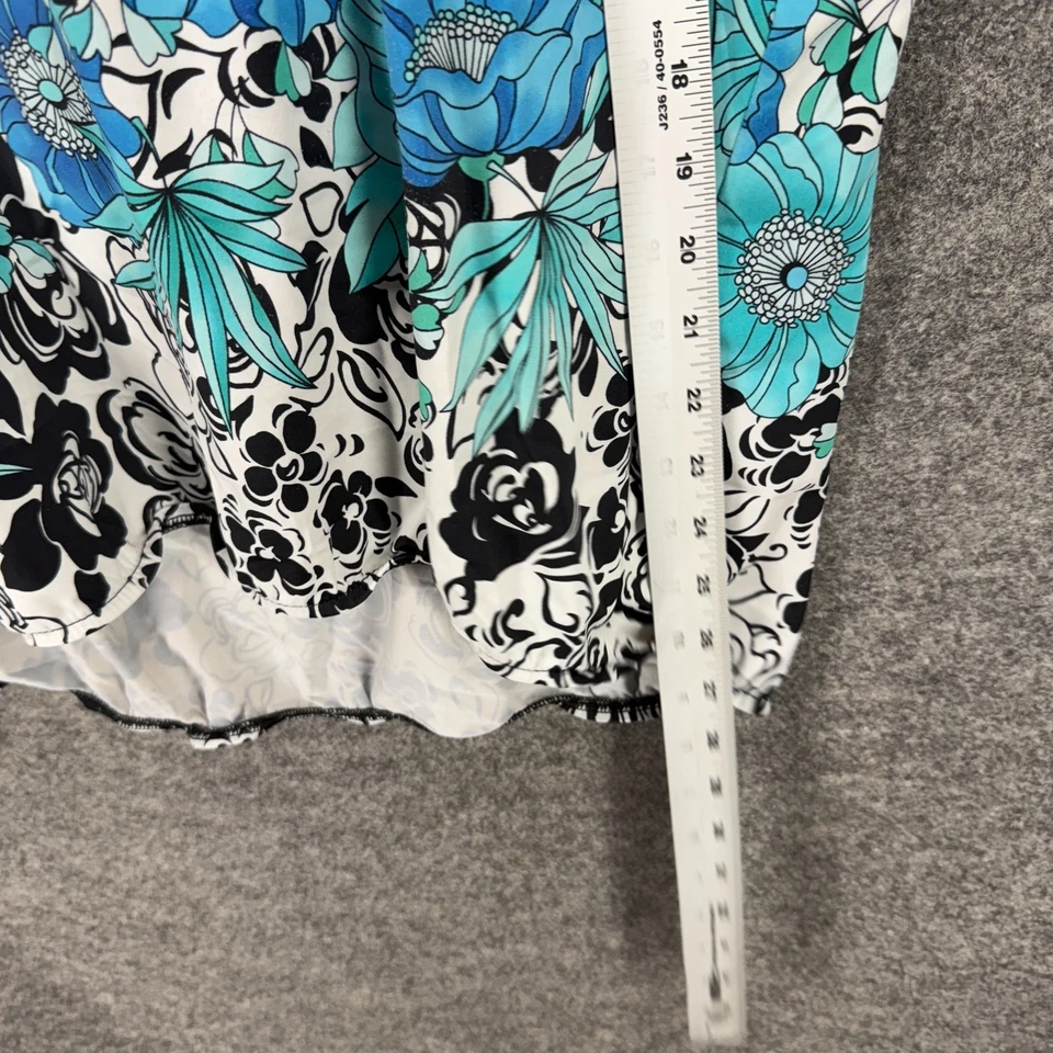 Top Tankini Azul Mujer 24W Plus Azul Floral Push Up Sin Mangas Correa Ancha Natación Foto 4 de 4